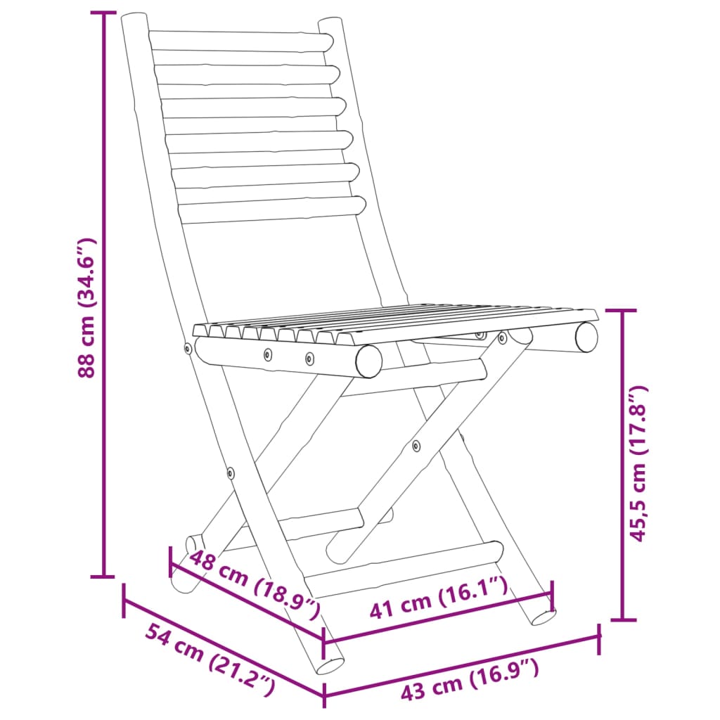 vidaXL foldbare havestole 8 stk. 43x54x88 cm bambus