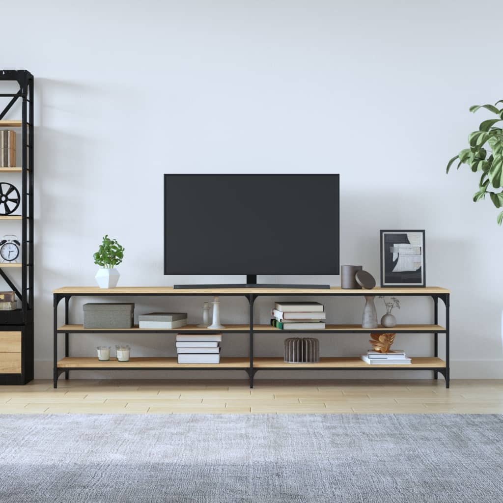 vidaXL tv-bord 200x30x50 cm konstrueret træ og metal sonoma-eg