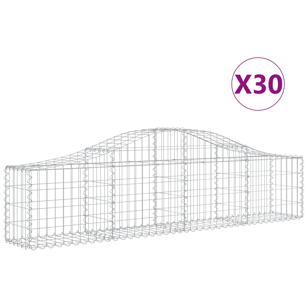 vidaXL buede gabionkurve 30 stk. 200x30x40/60 cm galvaniseret jern