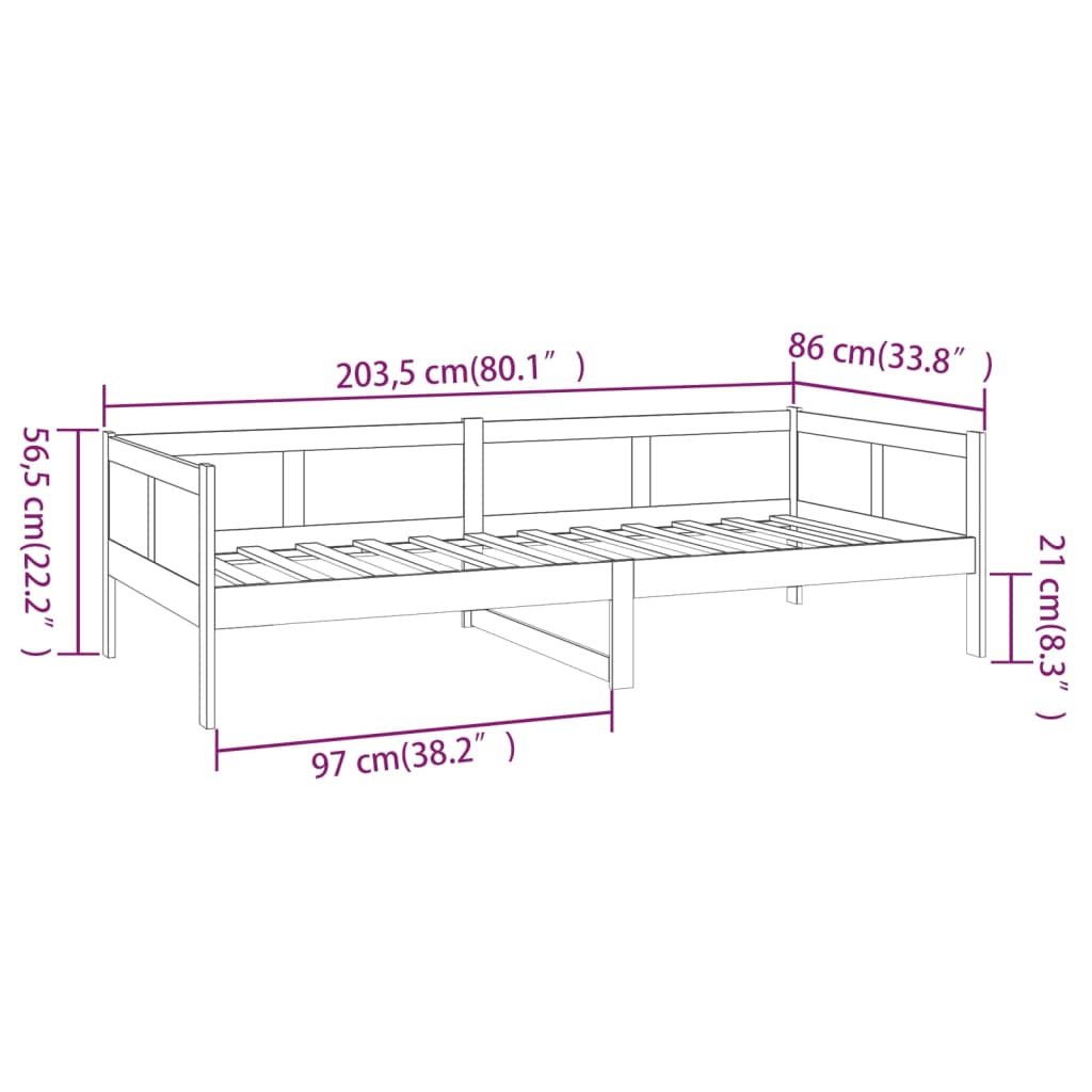 vidaXL daybed 80x200 cm massivt fyrretræ grå