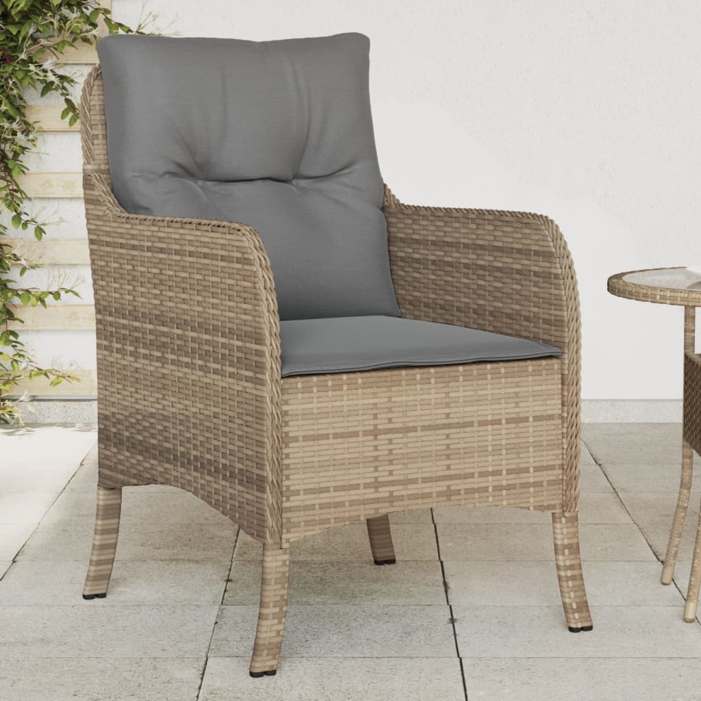 vidaXL havestole med hynder 2 stk. polyrattan blandet beige