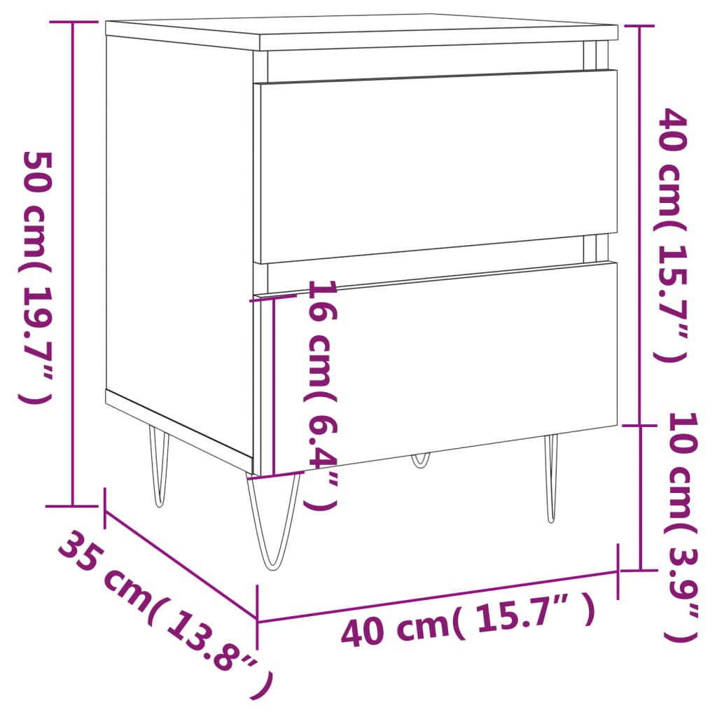 vidaXL sengebord 40x35x50 cm konstrueret træ betongrå