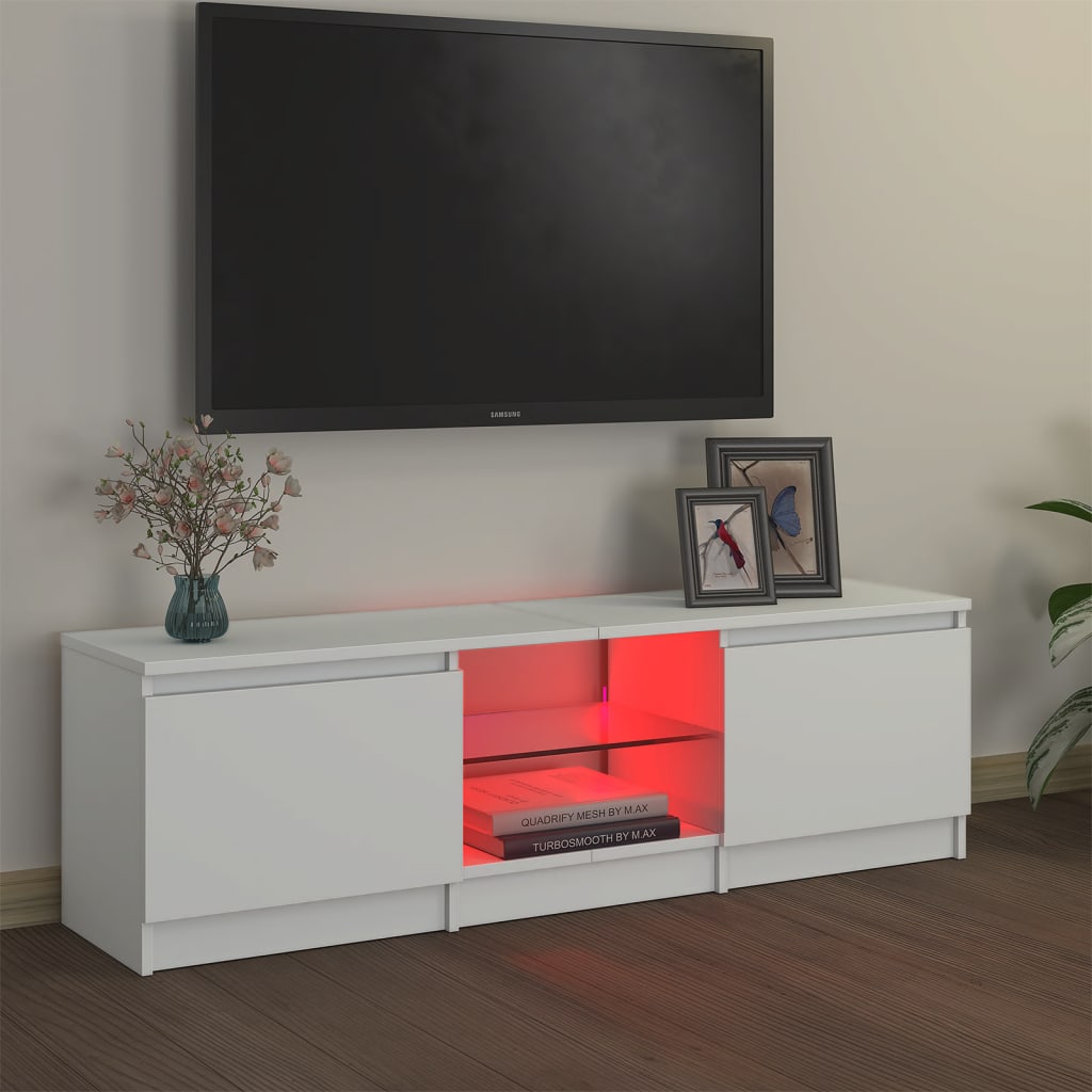vidaXL tv-skab med LED-lys 120x30x35,5 cm hvid