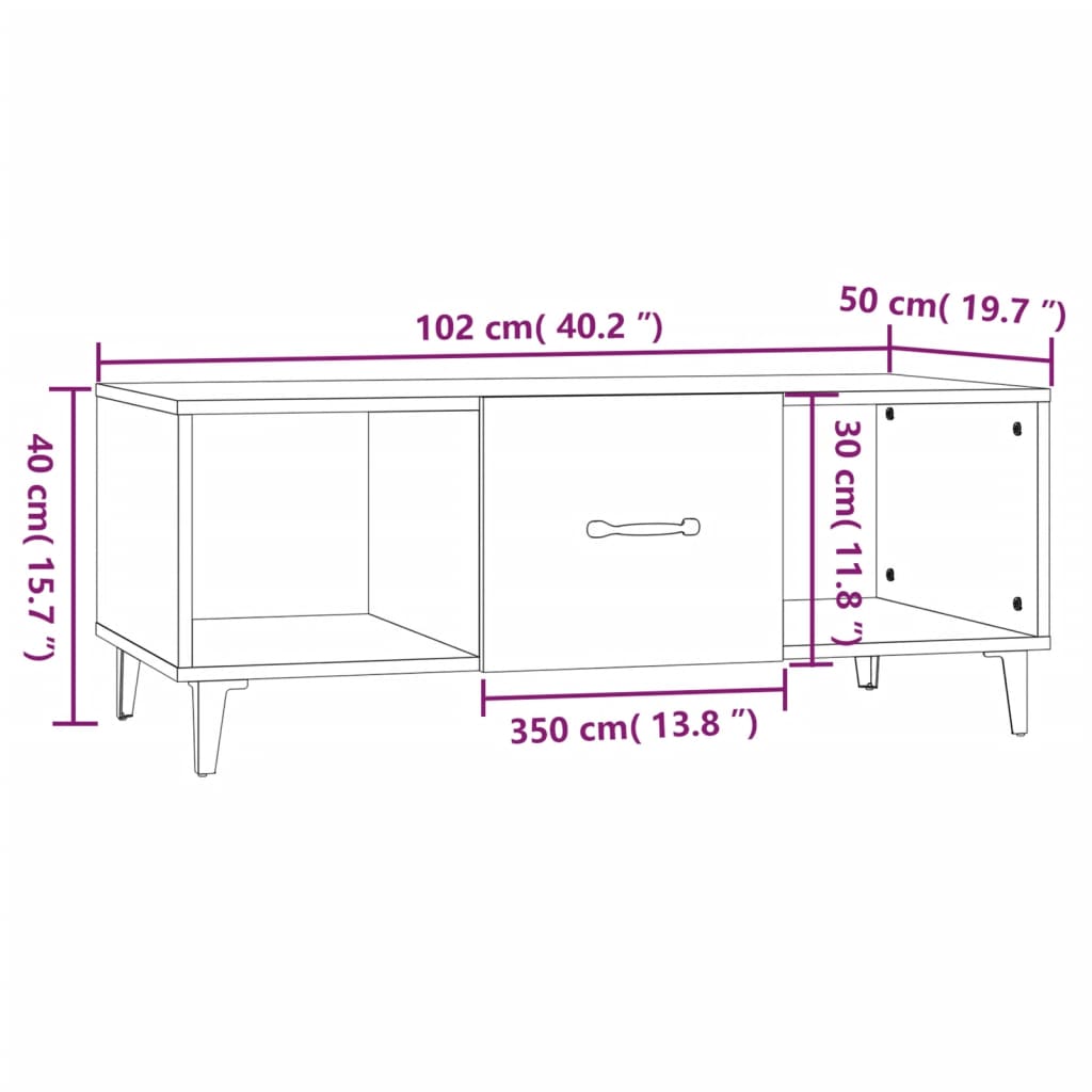 vidaXL sofabord 102x50x40 cm konstrueret træ betongrå