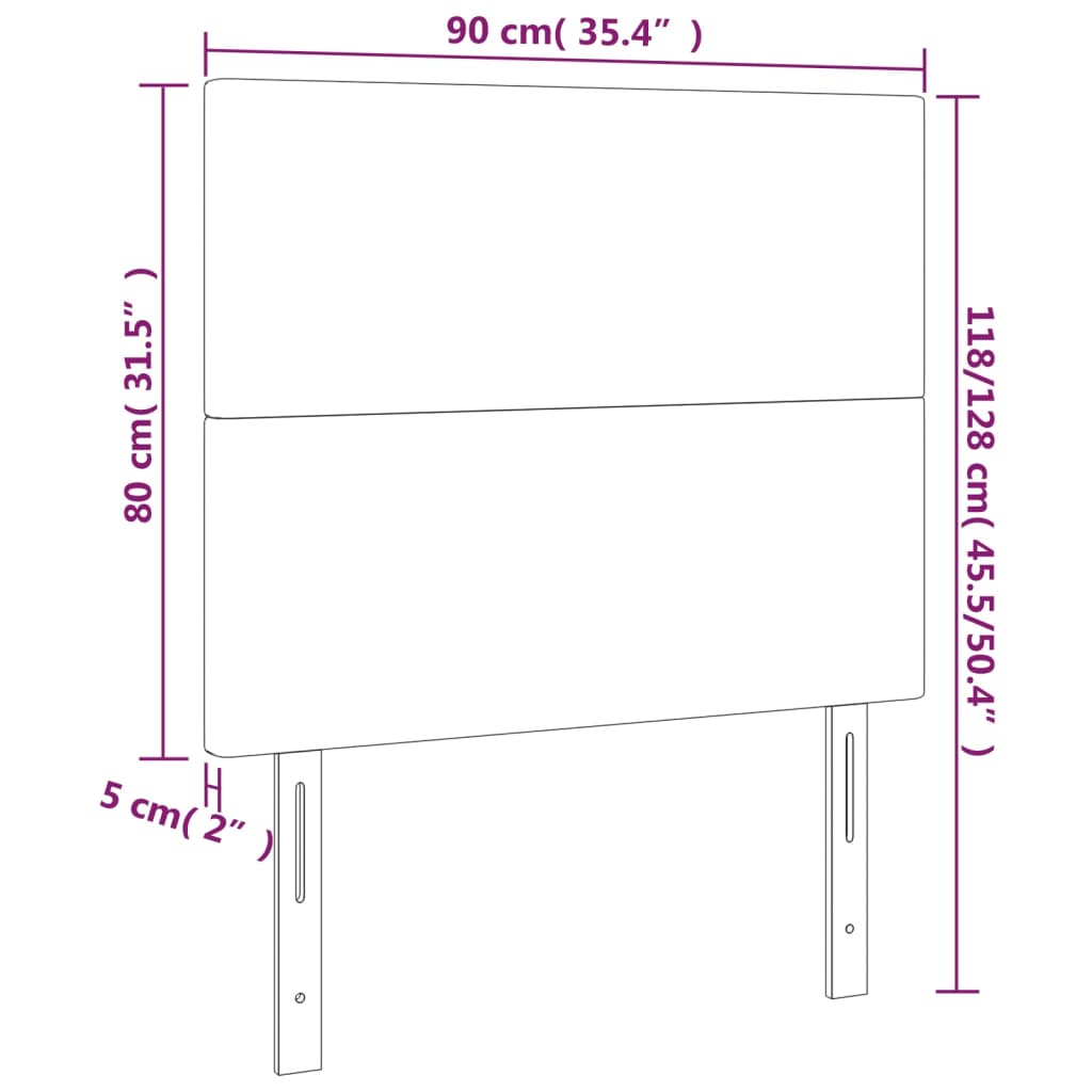 vidaXL sengegavle 2 stk. 90x5x78/88 cm fløjl lysegrå