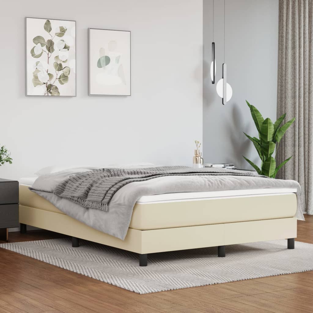 vidaXL springmadras med pocketfjedre 140x200x20 cm kunstlæder creme