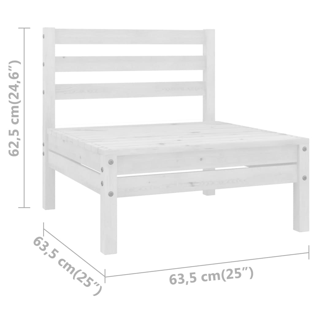 vidaXL midtermodul til havesofa massivt fyrretræ hvid