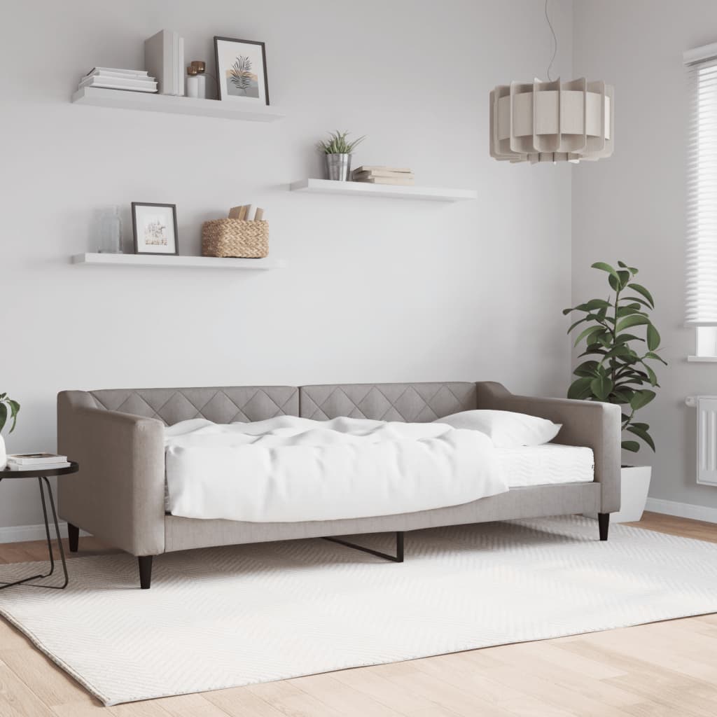 vidaXL daybed med madras 90x200 cm stof gråbrun