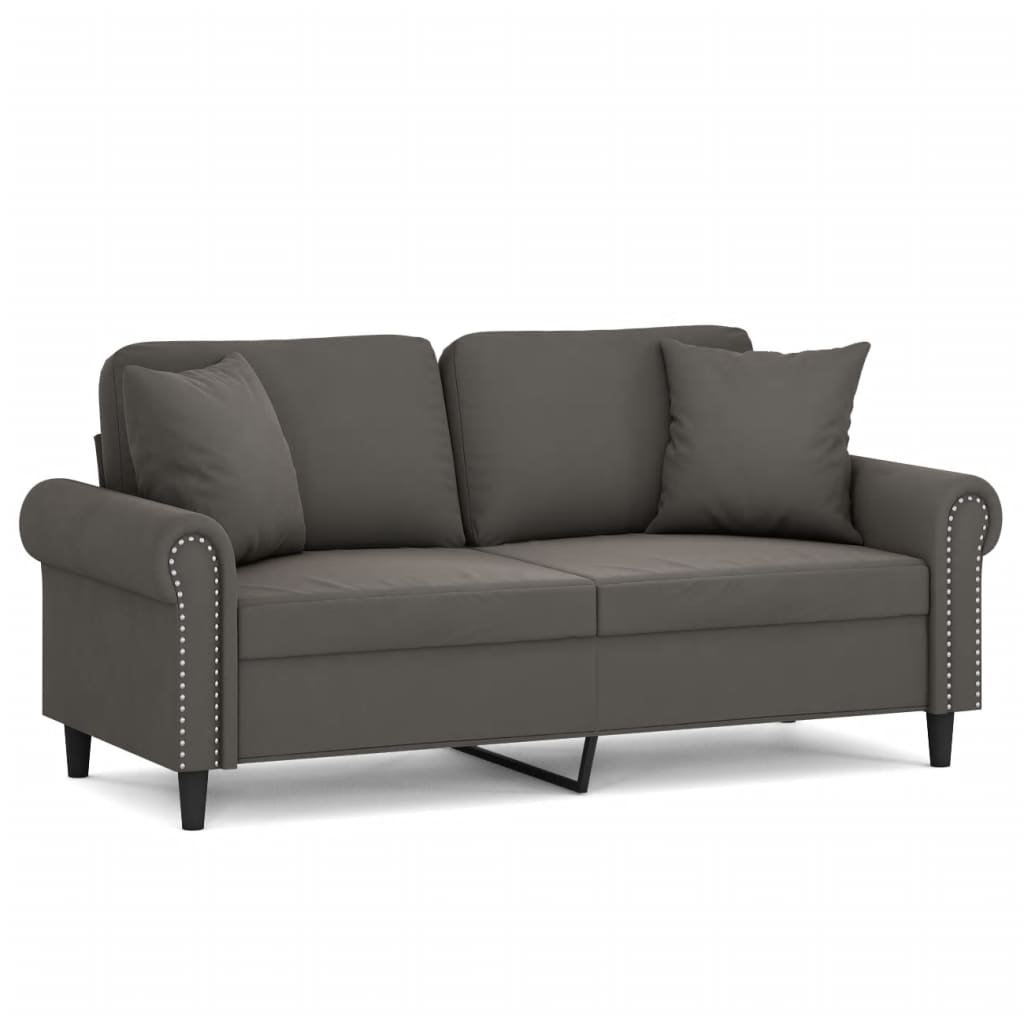 vidaXL 2-personers sofa med puder og hynder 140 cm velour mørkegrå