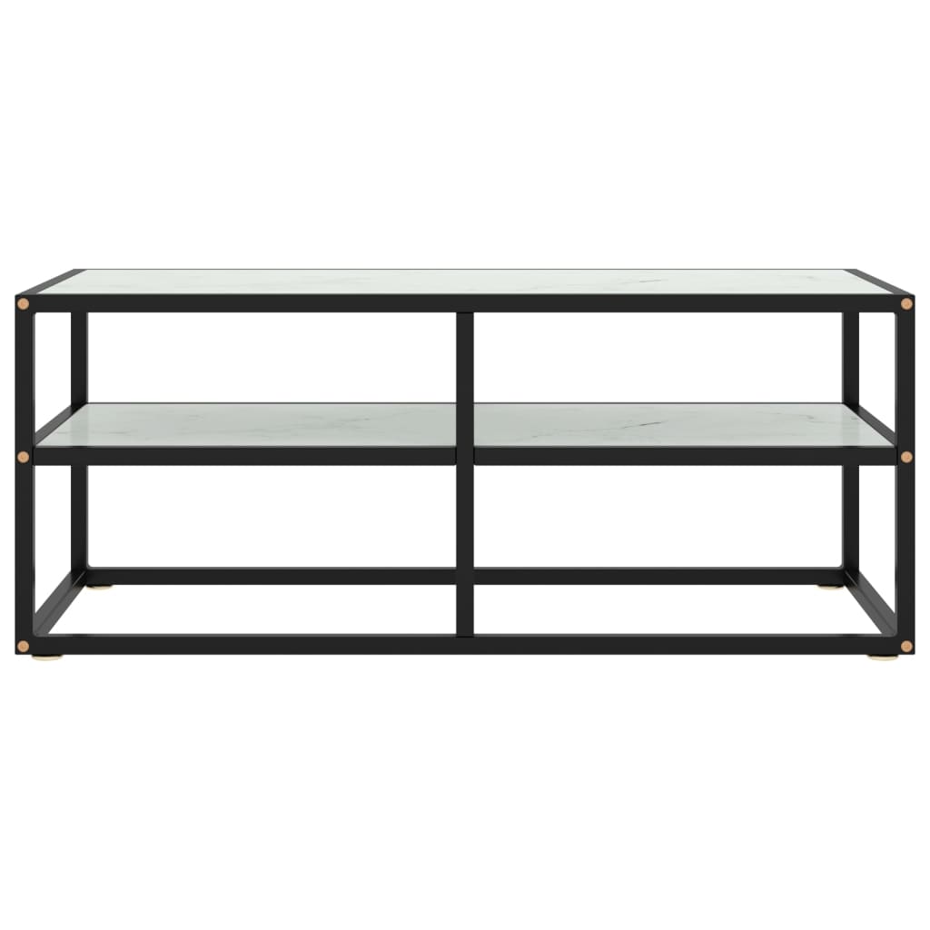 vidaXL tv-bord 100x40x40 cm hvidt marmorglas sort