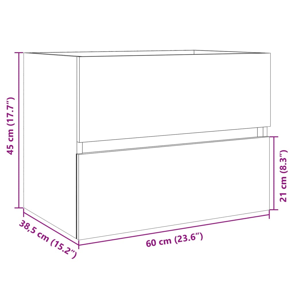 vidaXL vaskeskab 60x38,5x45 cm konstrueret træ sonoma-eg