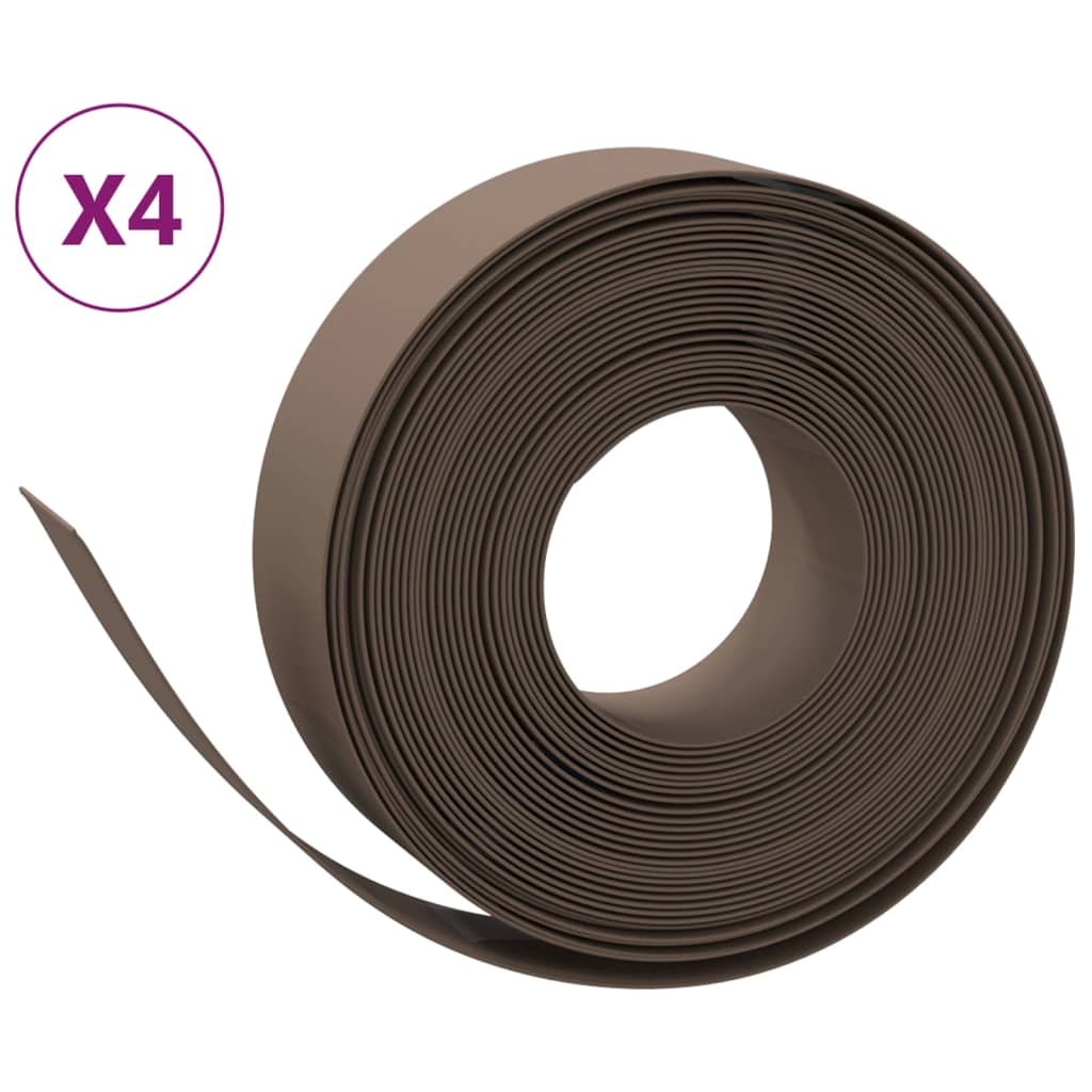 vidaXL græskanter 4 stk. 10 m 15 cm polyethylen brun