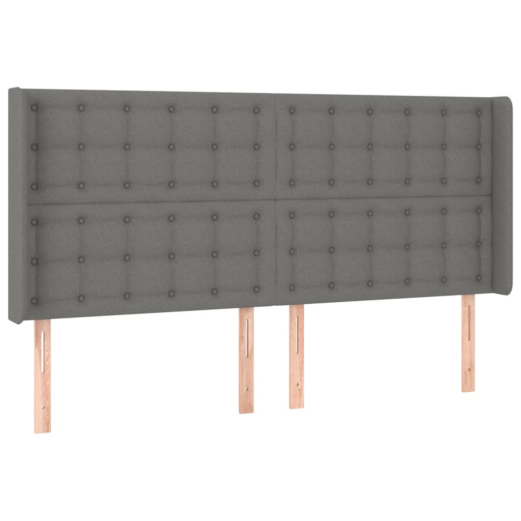 vidaXL sengegavl med LED-lys 183x16x118/128 cm stof mørkegrå