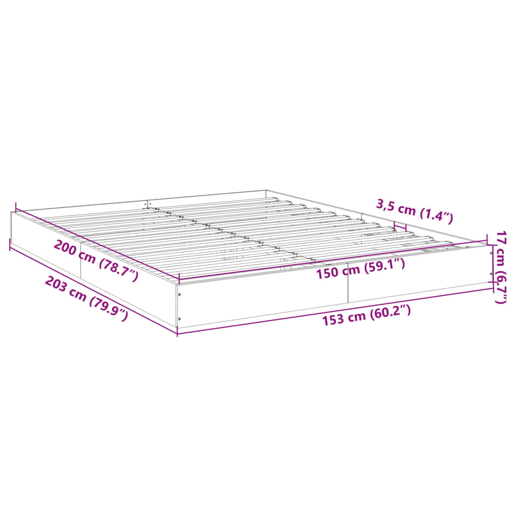 vidaXL sengestel 150x200 cm konstrueret træ sort