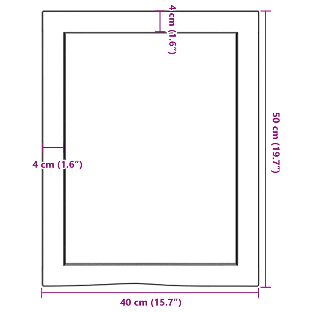 vidaXL bordplade til badeværelse 40x50x(2-6) cm massivt træ mørkebrun