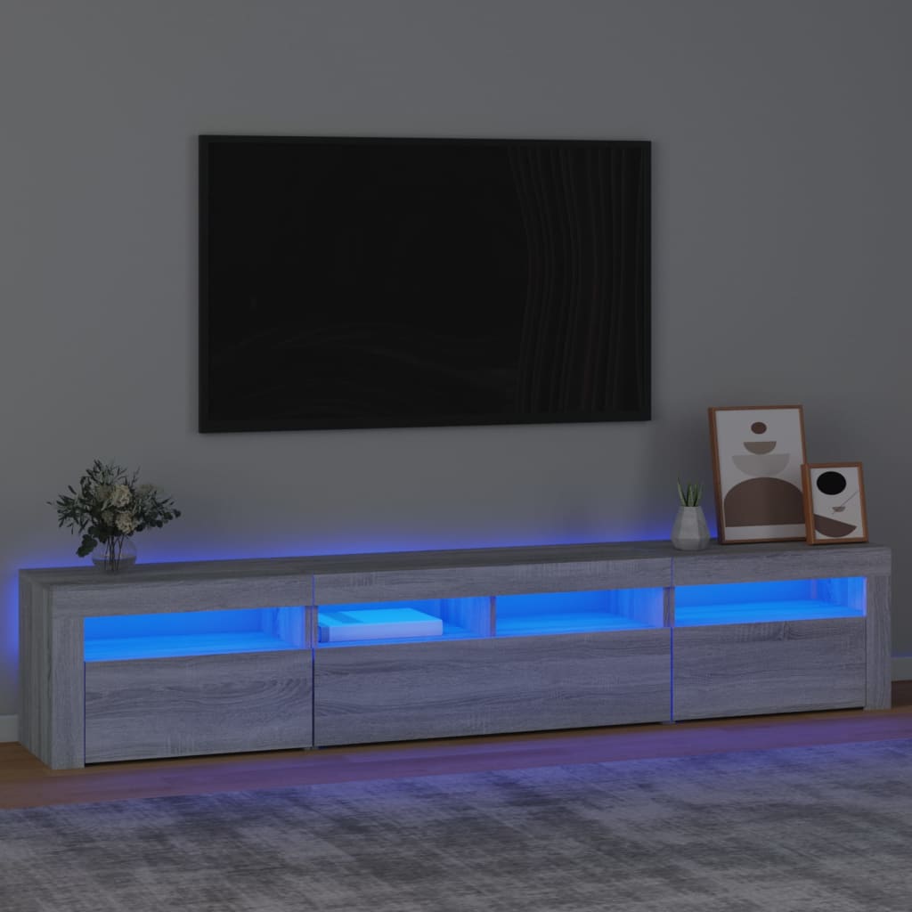 vidaXL tv-skab med LED-lys 210x35x40 cm Grå sonoma-eg