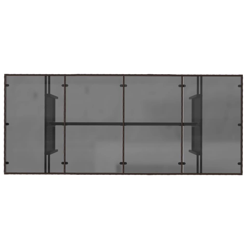 vidaXL havebord med glastop 190x80x74 cm polyrattan brun