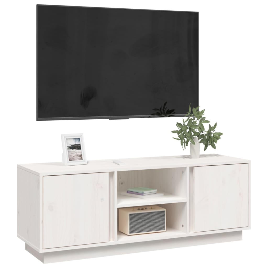 vidaXL tv-bord 110x35x40,5 cm massivt fyrretræ hvid