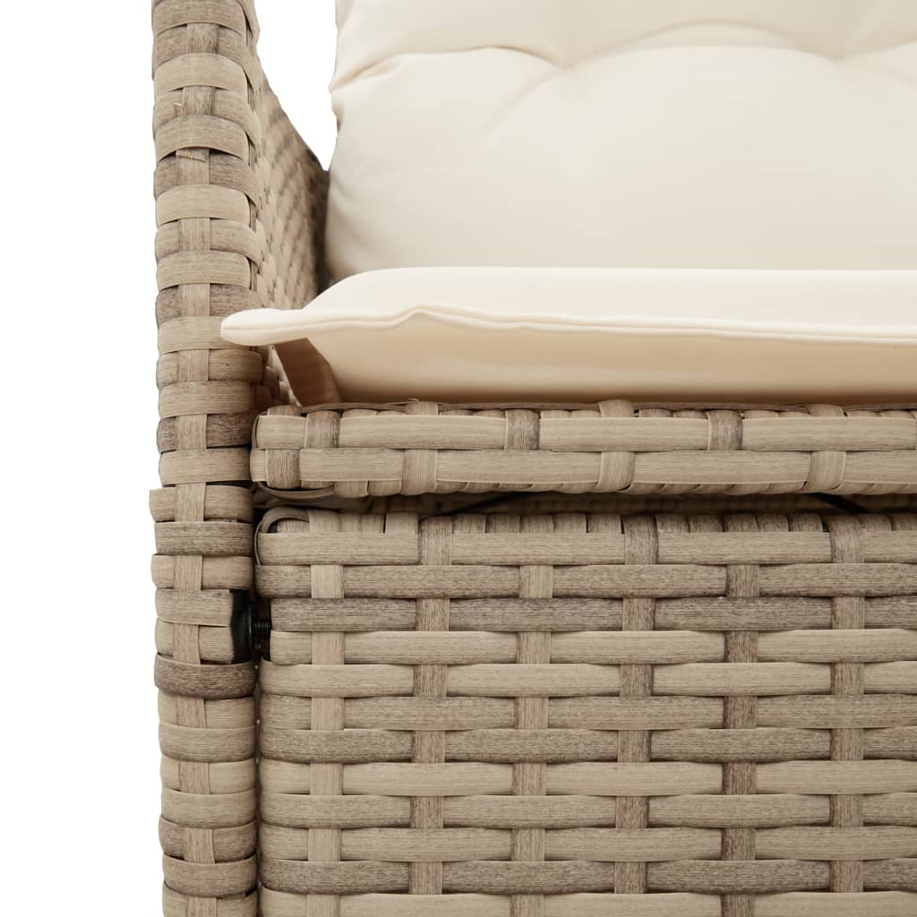 vidaXL 2-personers havesofa med bord og lænefunktion polyrattan beige