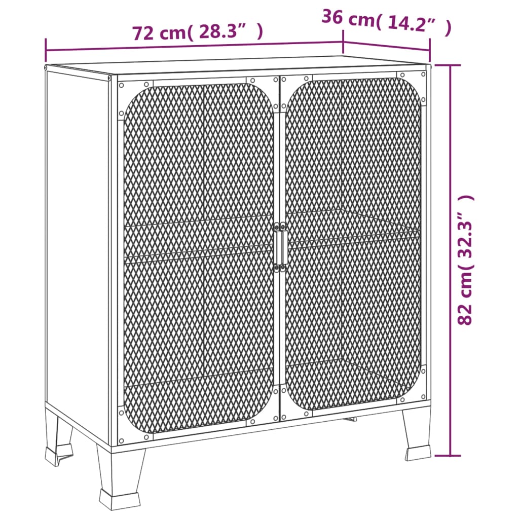 vidaXL opbevaringsskab 72x36x82 cm metal og MDF rustikbrun