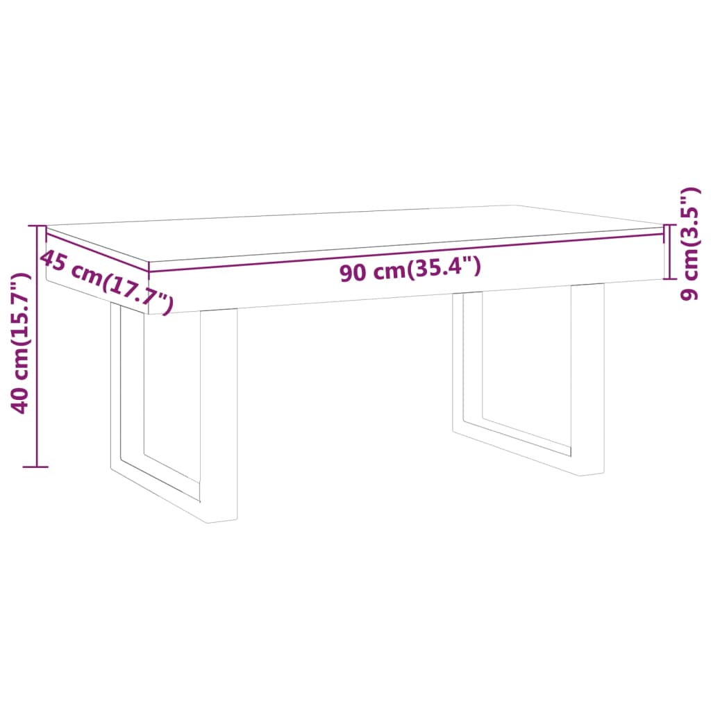 vidaXL sofabord 90x45x40 cm MDF og jern grå og sort