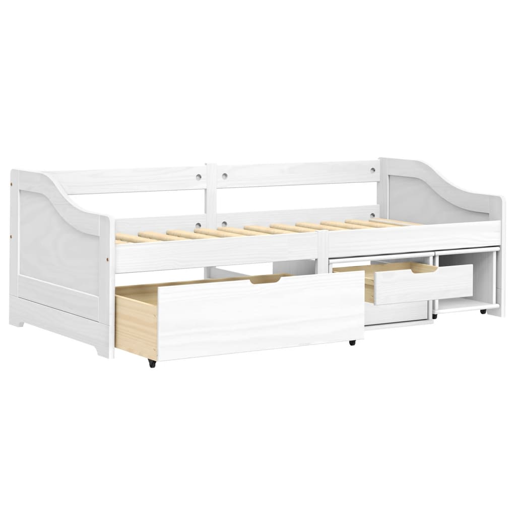 vidaXL daybed med tre skuffer IRUN hvid 90x200 cm massivt fyrretræ