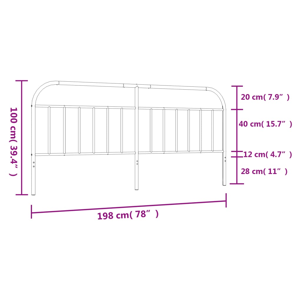 vidaXL sengegavl 193 cm metal hvid