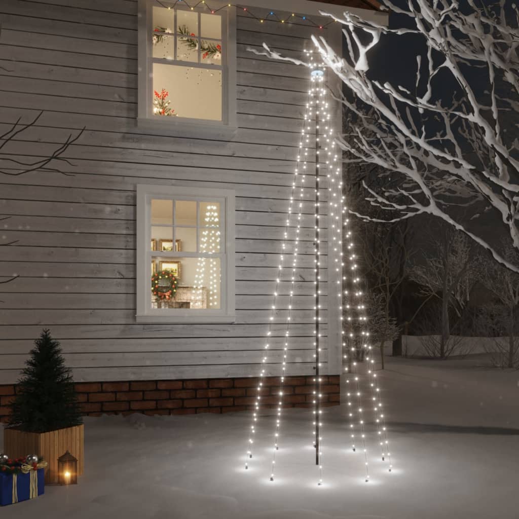 vidaXL juletræ med spyd 310 LED'er 300 cm koldt hvidt lys