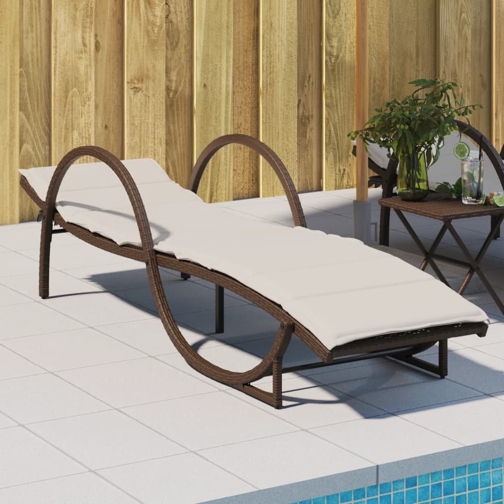 vidaXL liggestol med hynde 60x199x42 cm polyrattan brun