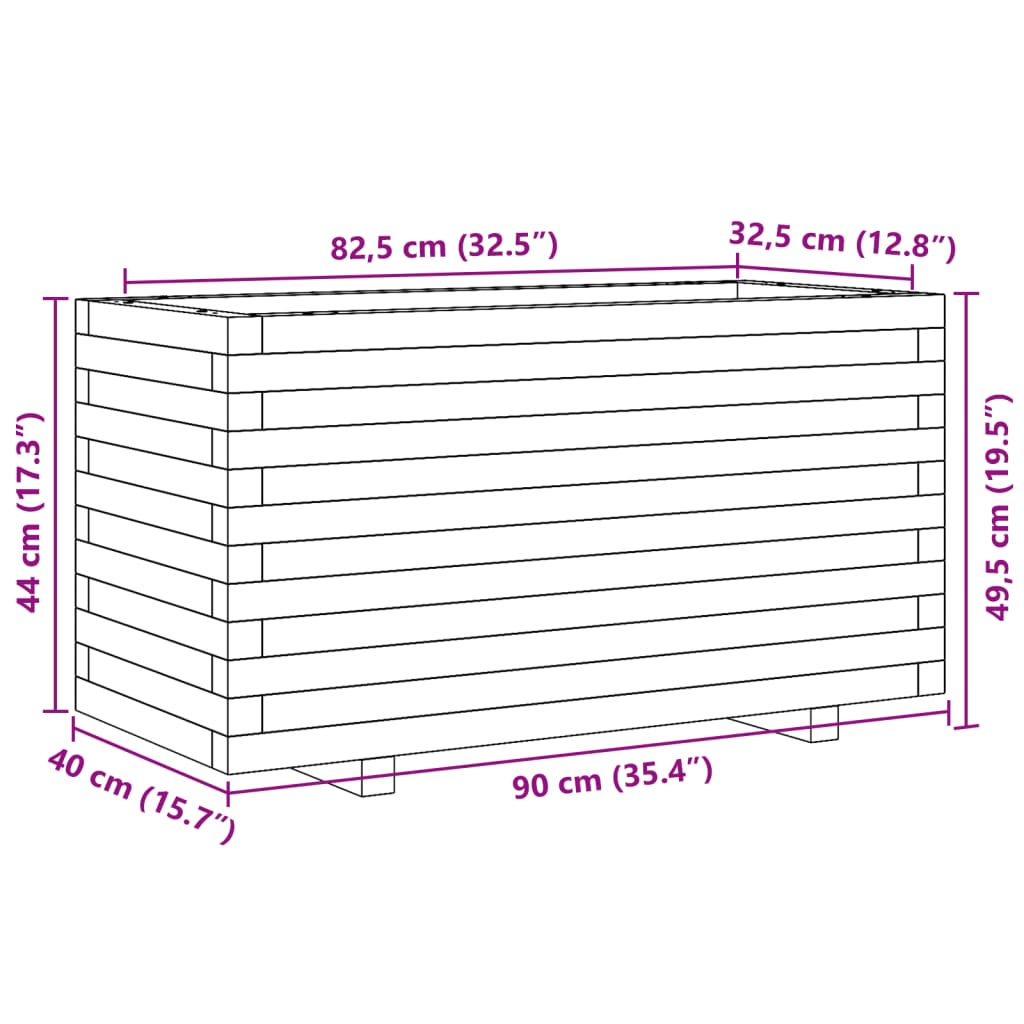 vidaXL plantekasse 90x40x49,5 cm imprægneret fyrretræ