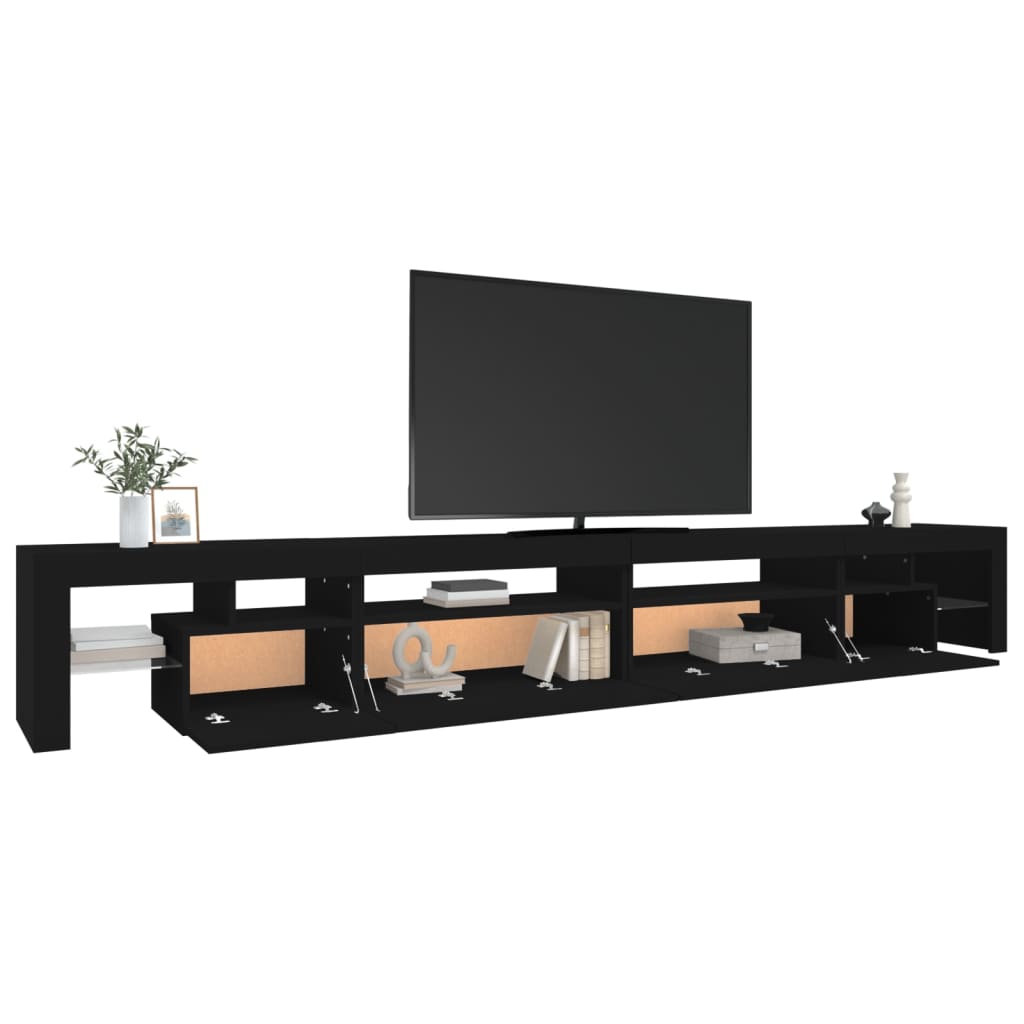 vidaXL tv-bord med LED-lys 290x36,5x40 cm sort