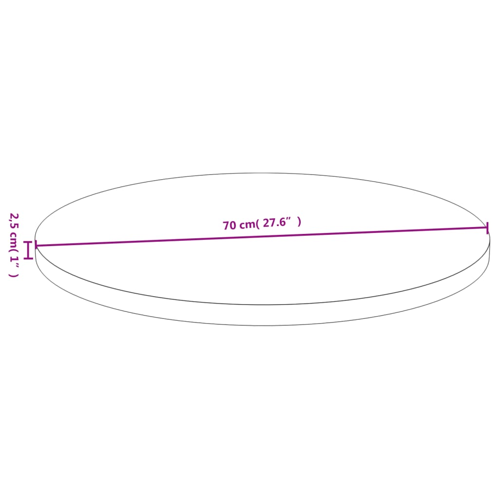 vidaXL bordplade Ø70x2,5 cm bambus