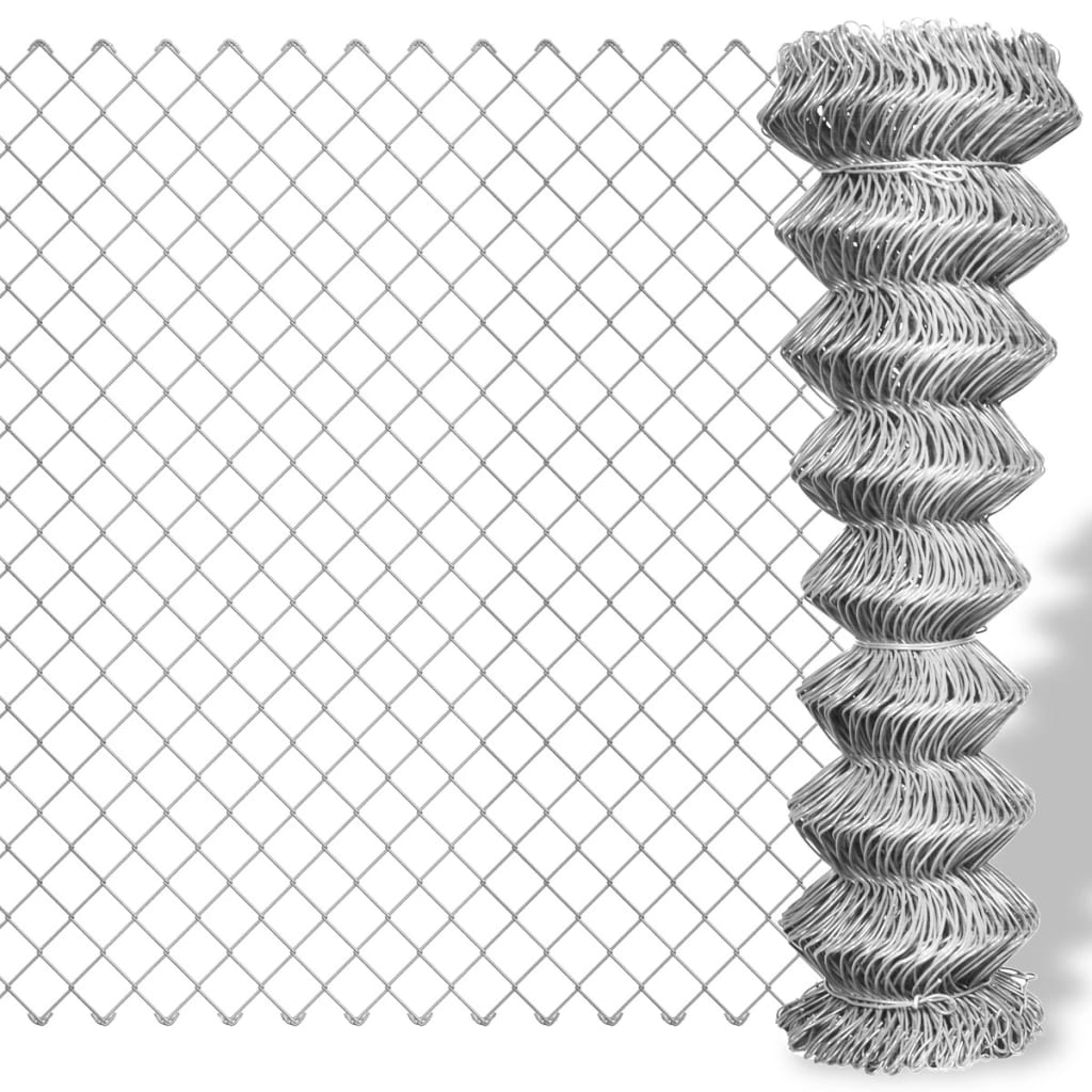 vidaXL fletvævshegn galvaniseret stål 15 x 0,8 m sølvfarvet