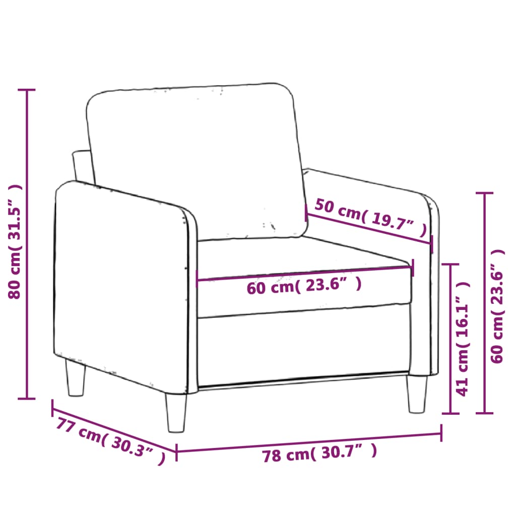 vidaXL lænestol 60 cm stof lysegrå