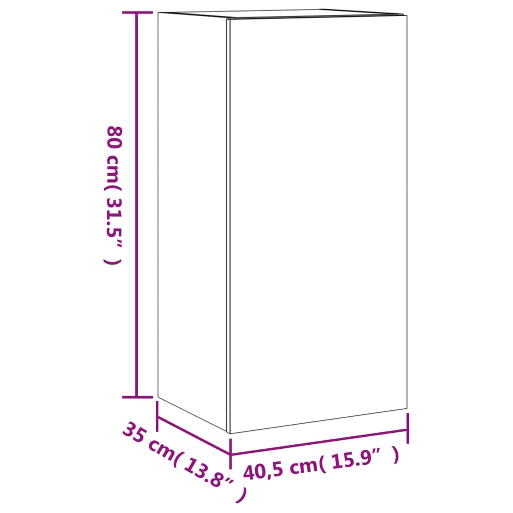 vidaXL væghængt tv-bord med LED-lys 40,5x35x80 cm hvid