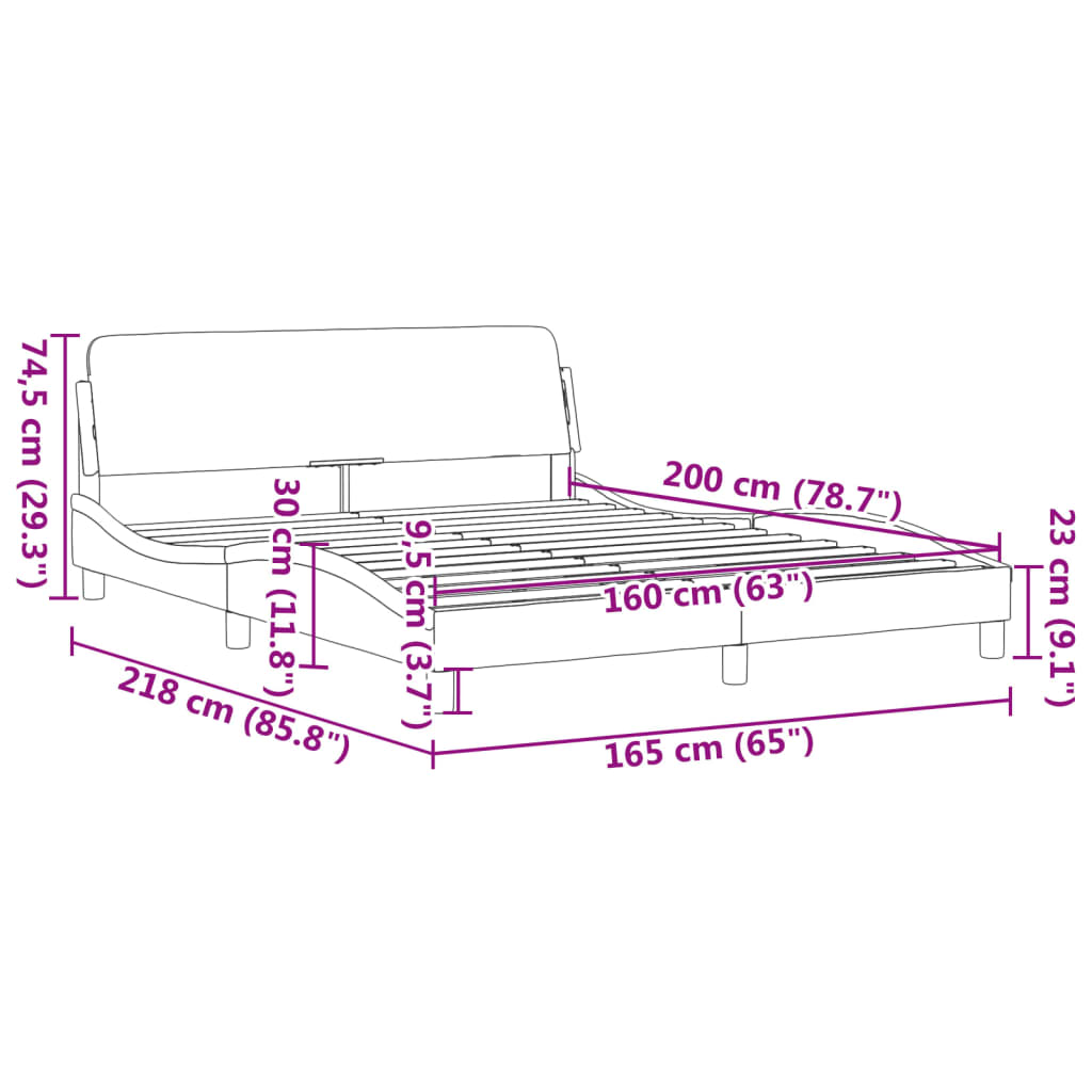 vidaXL sengeramme med sengegavl 160x200 cm kunstlæder sort og hvid