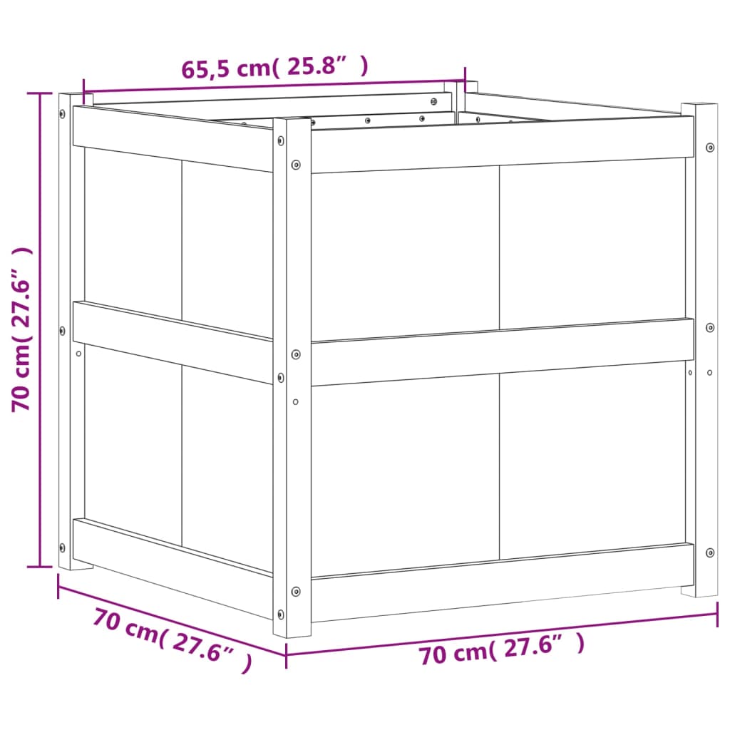 vidaXL plantekasse 70x70x70 cm massivt fyrretræ gyldenbrun