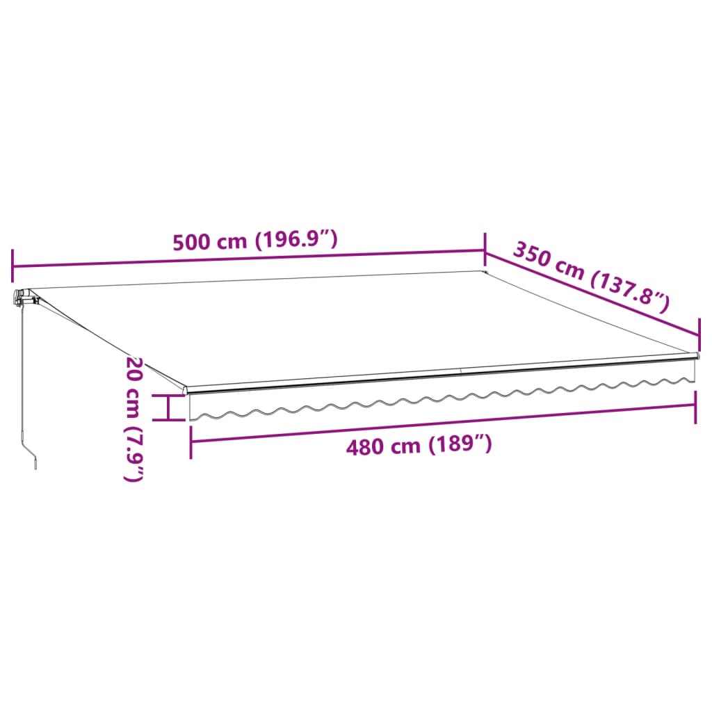 vidaXL markise med LED-lys 500x350 cm automatisk betjening brun