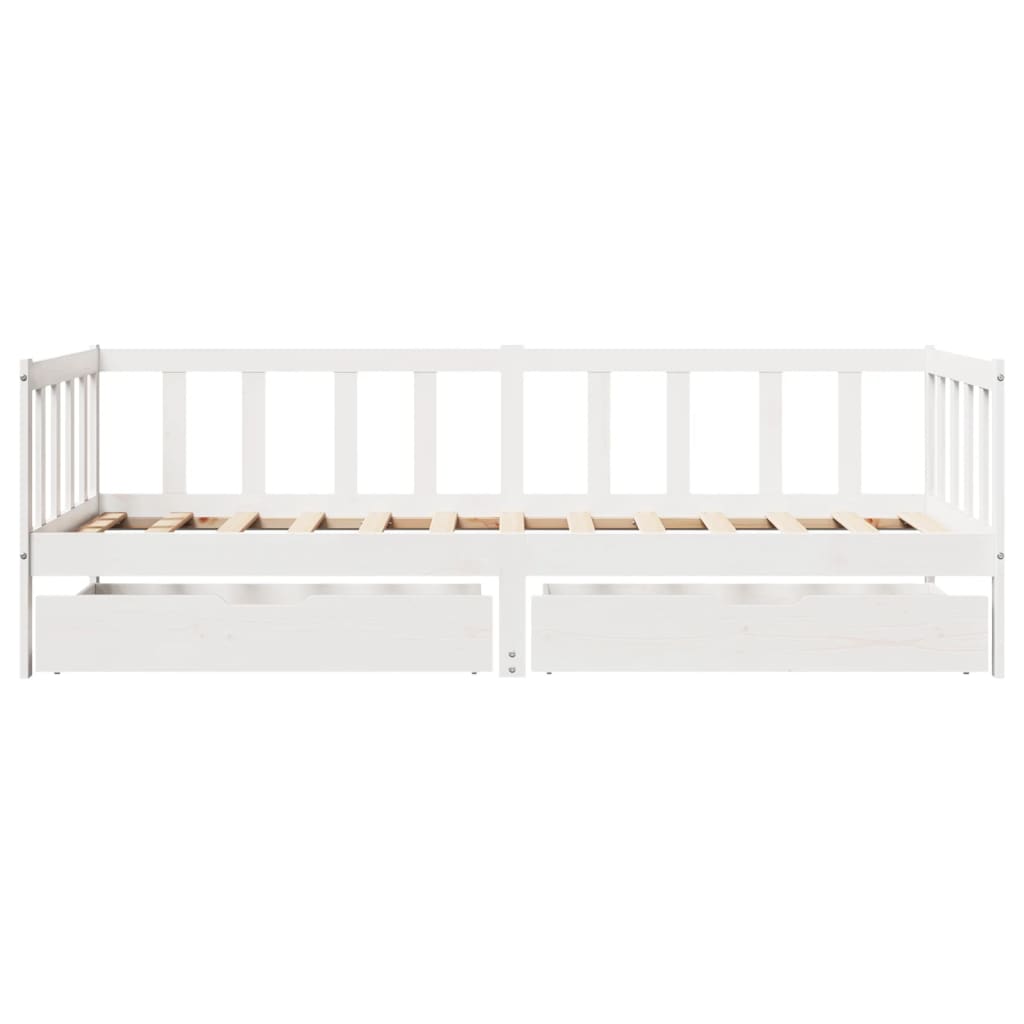 vidaXL daybed med skuffer 90x190 cm massivt fyrretræ hvid