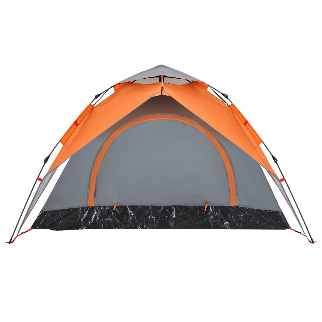 vidaXL 3-personers campingtelt kuppel quick-release grå og orange