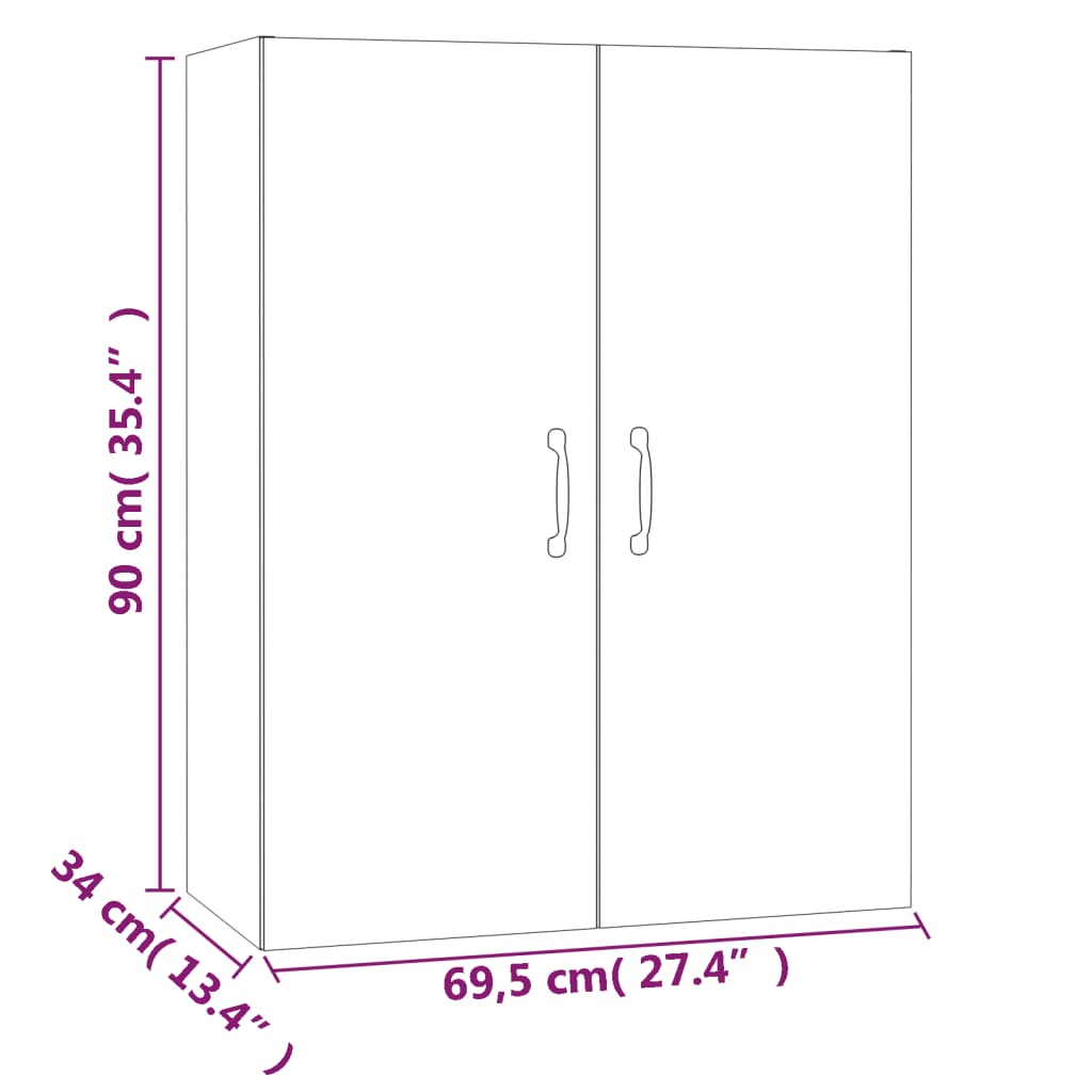 vidaXL vægskab 69,5x34x90 cm konstrueret træ sonoma-eg