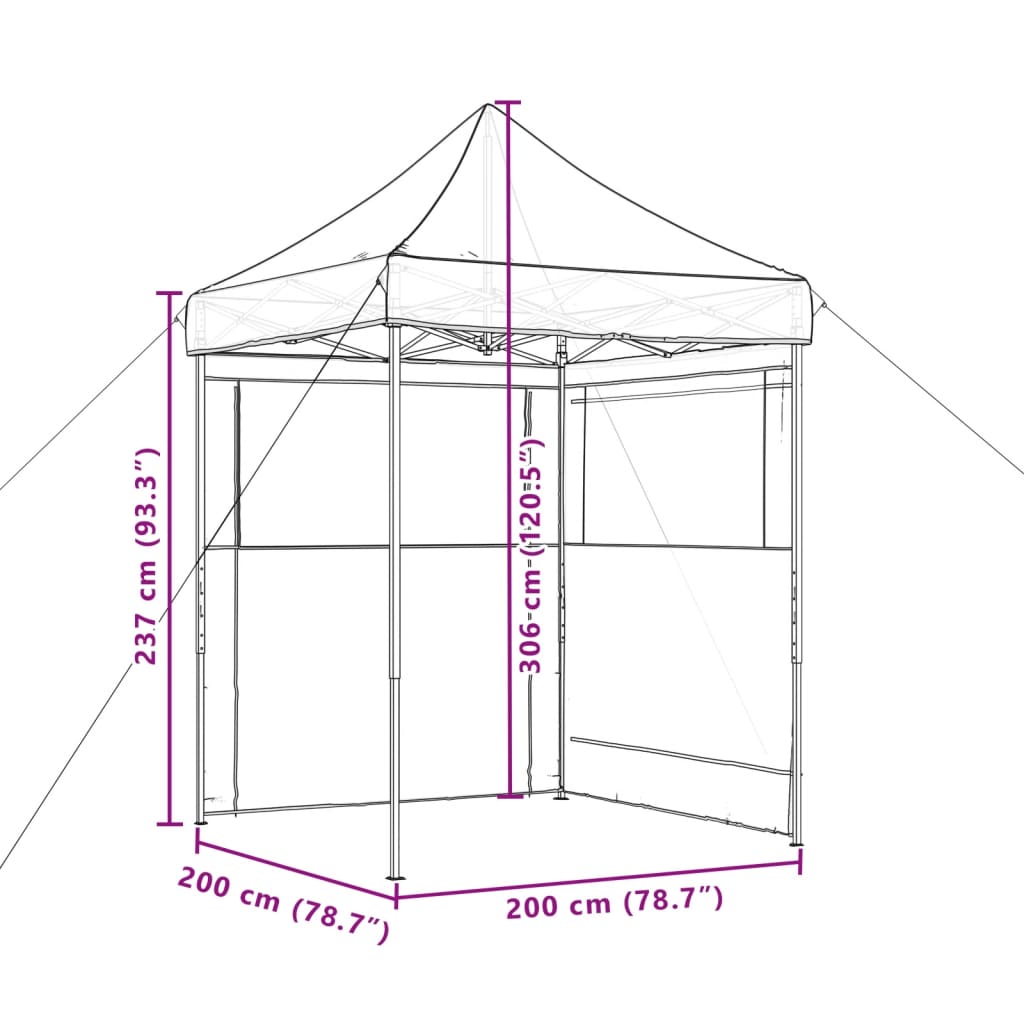 vidaXL foldbart pop-up festtelt med 2 sidevægge brun