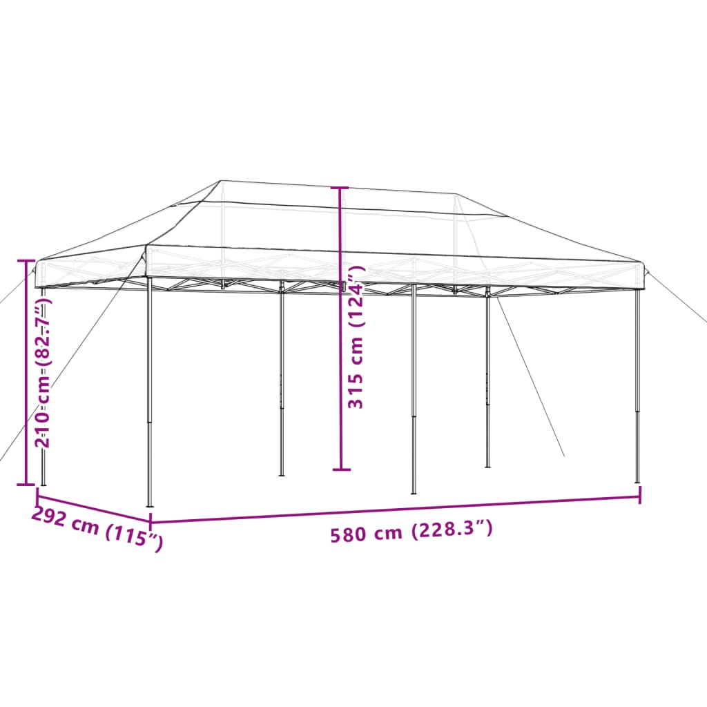 vidaXL foldbart pop up-festtelt 580x292x315 cm gråbrun