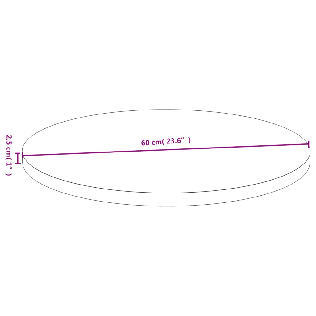 vidaXL bordplade Ø60x2,5 cm bambus