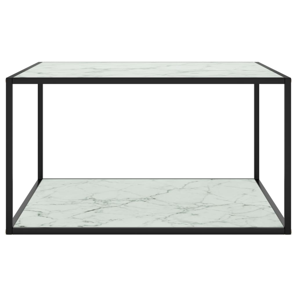 vidaXL sofabord 90x90x50 cm hvidt marmorglas sort