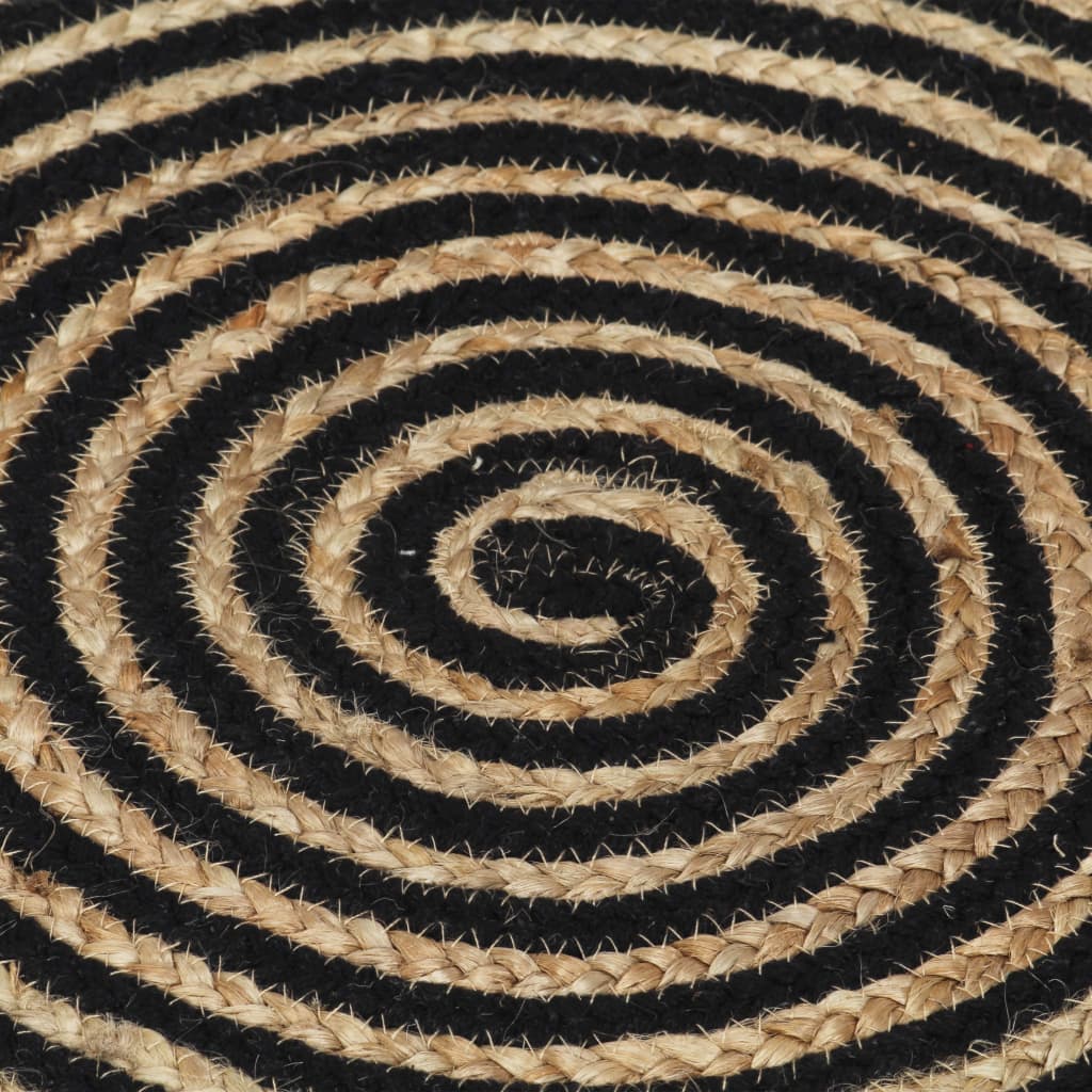 vidaXL håndlavet jutetæppe med spiraldesign sort 90 cm
