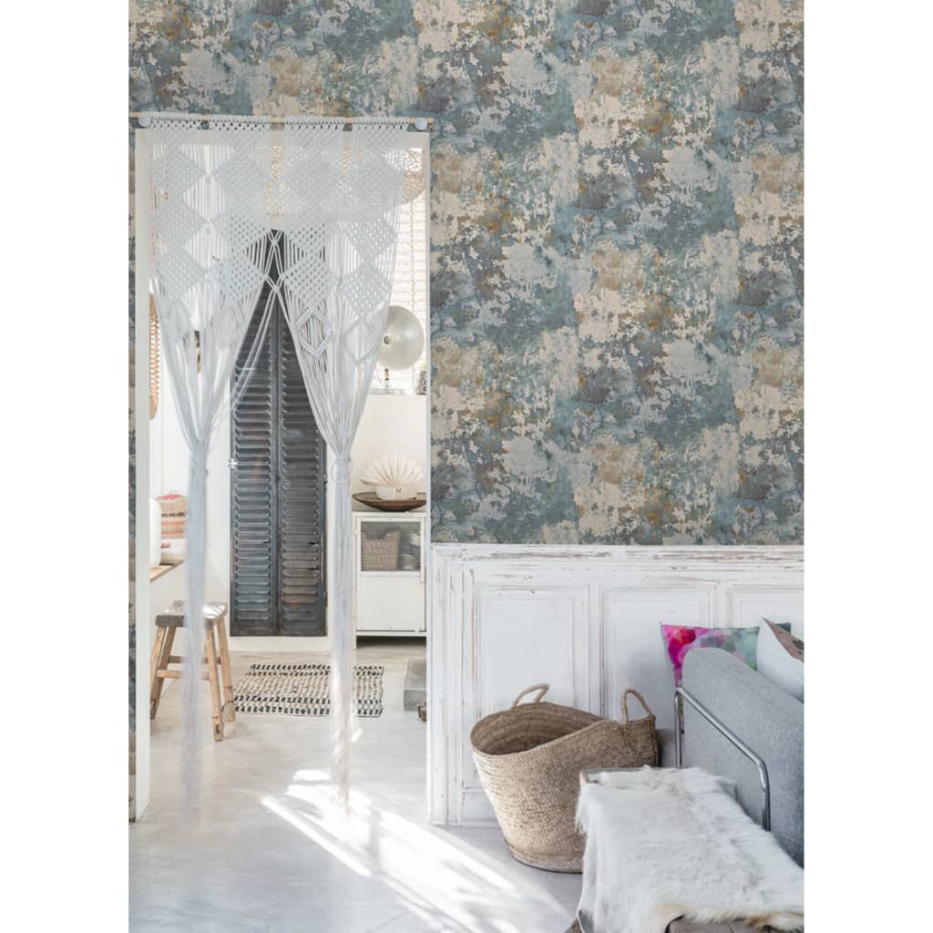 DUTCH WALLCOVERINGS tapet betongrå og grøn