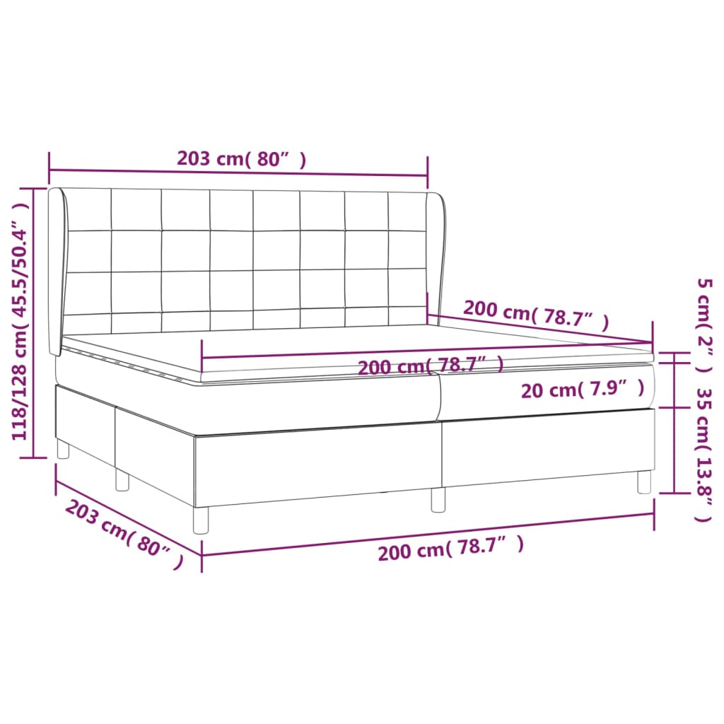 vidaXL kontinentalseng med madras 200x200 cm fløjl mørkegrøn