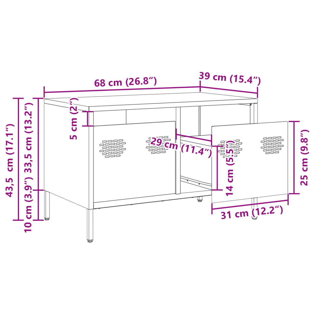 vidaXL tv-bord 68x39x43,5 cm koldvalset stål antracitgrå