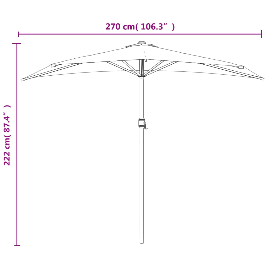 vidaXL altanparasol med aluminiumsstang 270x144x222 cm halv terrakotta